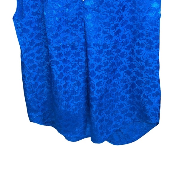 NWT MICHAEL Michael Kors l Fleur Jacquard Sleeveless Silk top PM Grecian Blue - Picture 5 of 15
